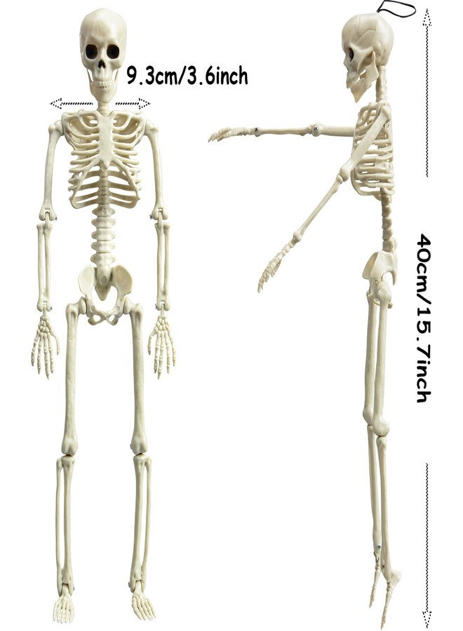 زونور هيكل عظمي قابل للتحريك من XONOR مقاس 16 بوصة للهالوين - هيكل عظمي كامل الجسم للهالوين بمفاصل متحركة لتزيين المنازل المسكونة (10 قطع) - Image 2